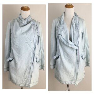 SILENCE+NOISE Urban Outfitters Asym Zip Light Blue Chambray Collared Long Jacket